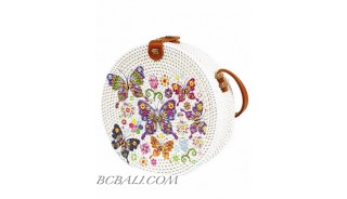 New Style Handmade Circle Rattan Bag with Animal Decoration 